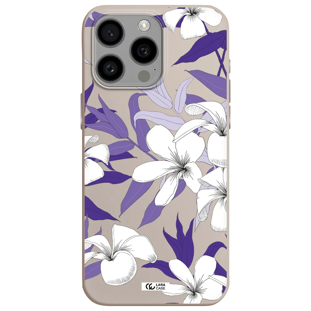 Purple Flower Apple Iphone 15 Pro max Silicone Stone Case
