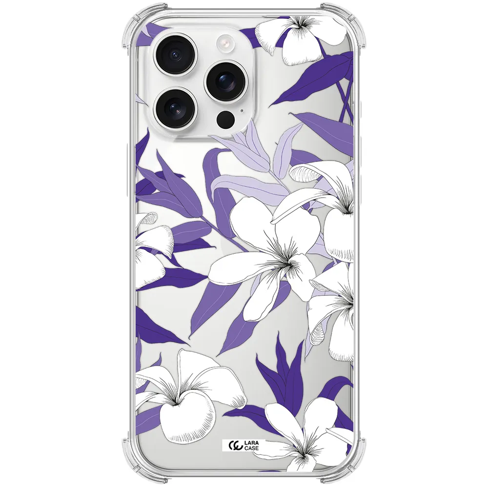 Purple Flower Apple Iphone 16 Pro Max Clear Pc Case
