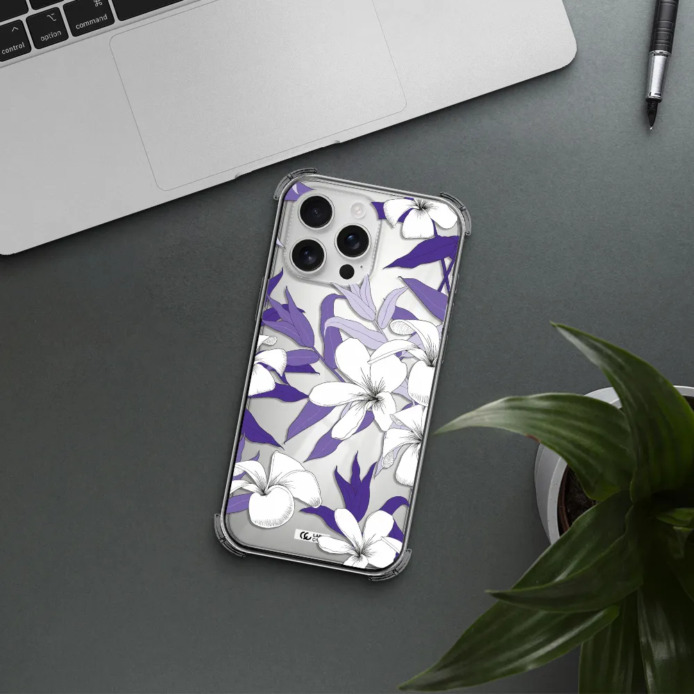 Purple Flower Apple Iphone 16 Pro Max Clear Pc Case