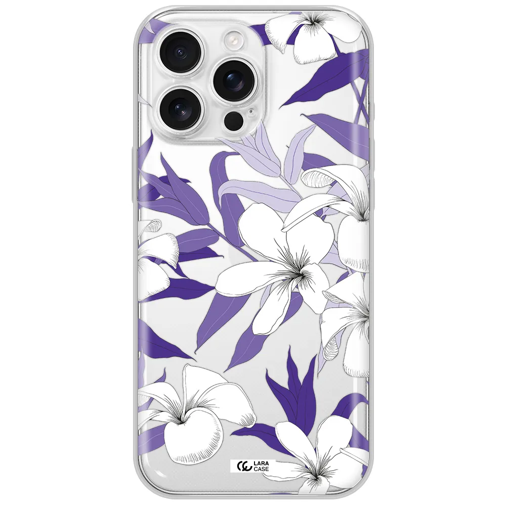 Purple Flower Apple Iphone 16 Pro Max Clear Tpu Case
