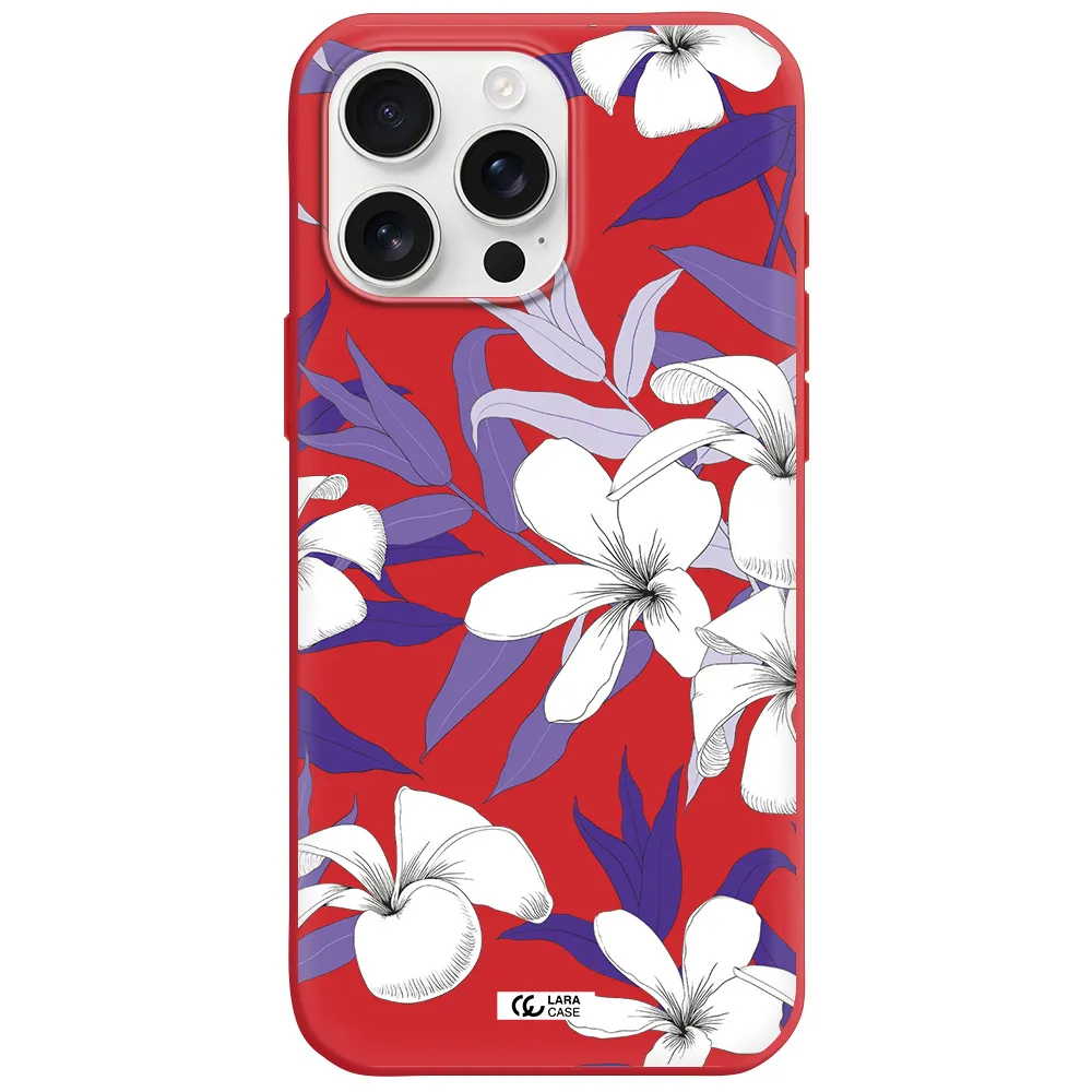 Purple Flower Apple Iphone 16 Pro Max Silicone Imperial Red Case