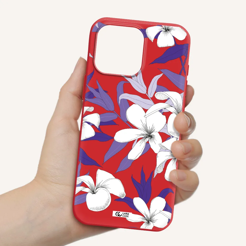 Purple Flower Apple Iphone 16 Pro Max Silicone Imperial Red Case