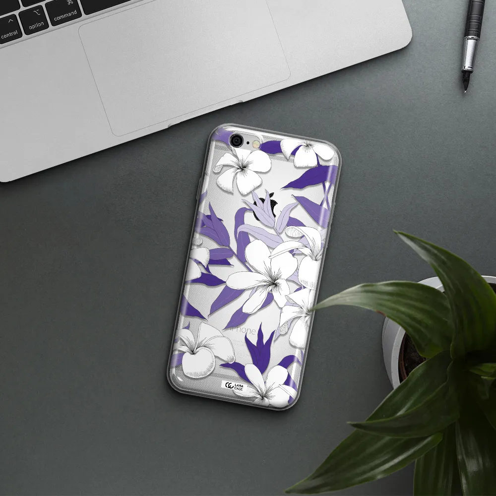 Purple Flower Apple iPhone 6 plus Clear TPU Case