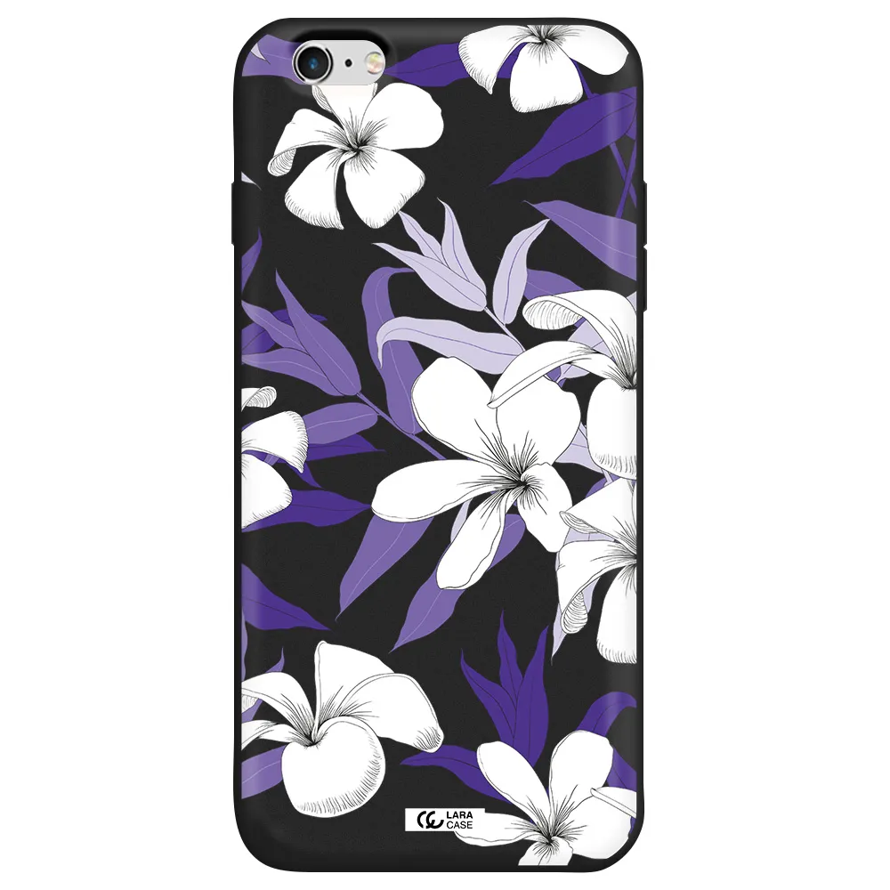 Purple Flower Apple iPhone 6 plus Silicone black Case