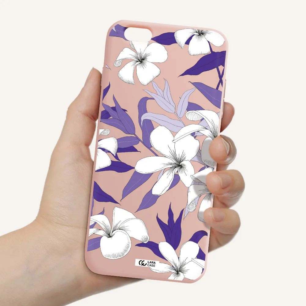 Purple Flower Apple iPhone 6 plus Silicone pastel pink Case