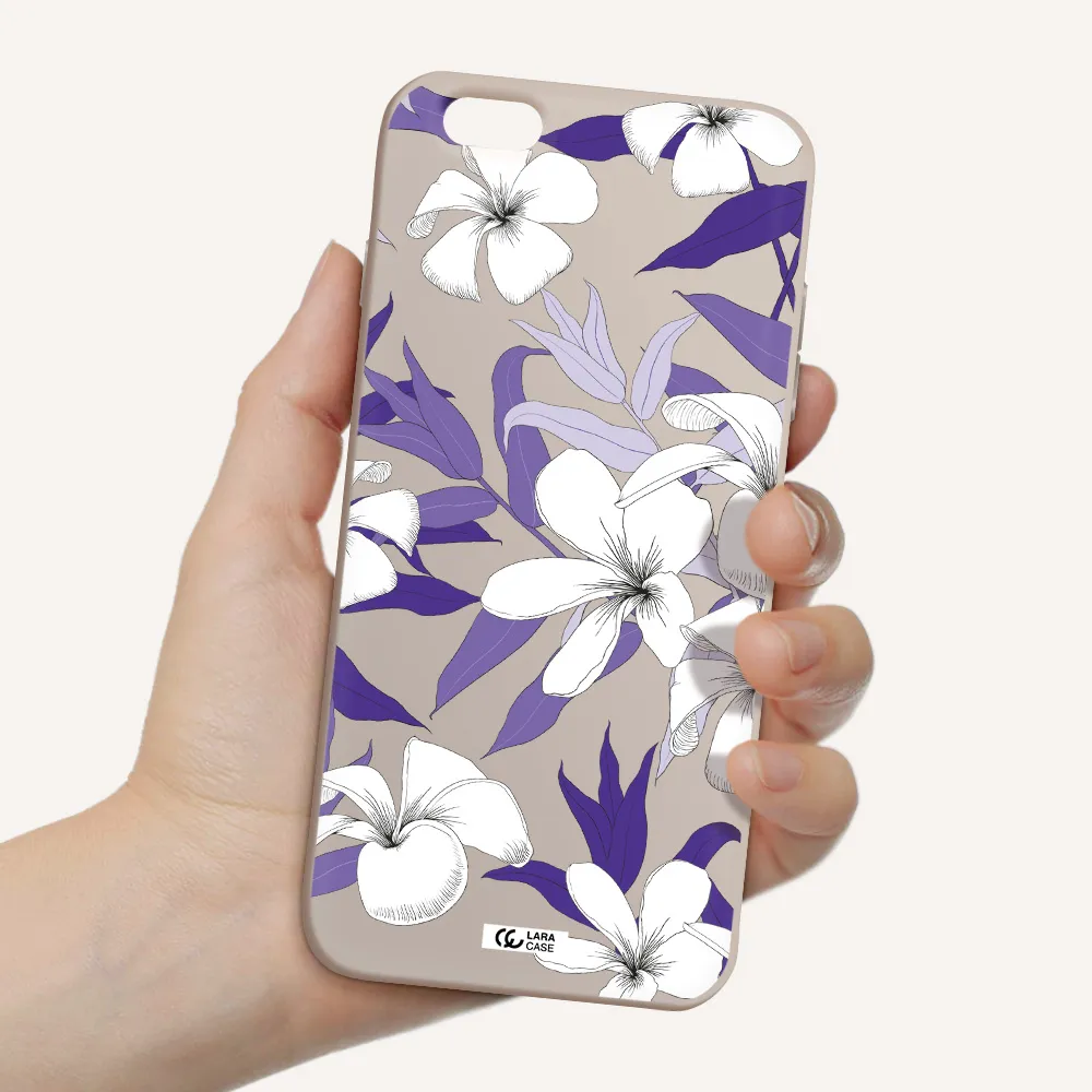 Purple Flower Apple iPhone 6 plus Silicone Stone Case