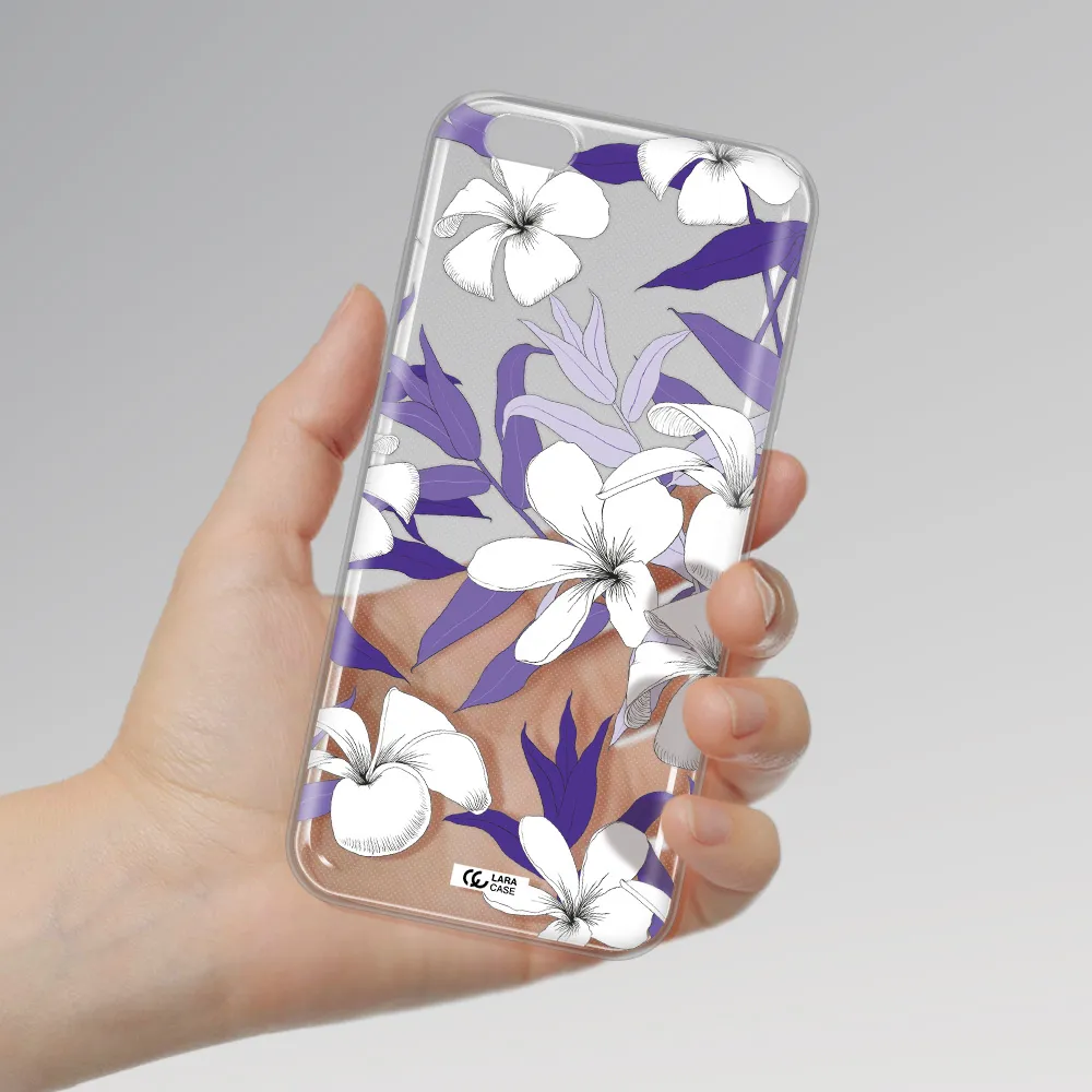 Purple Flower Apple iPhone 6 s plus Clear TPU Case