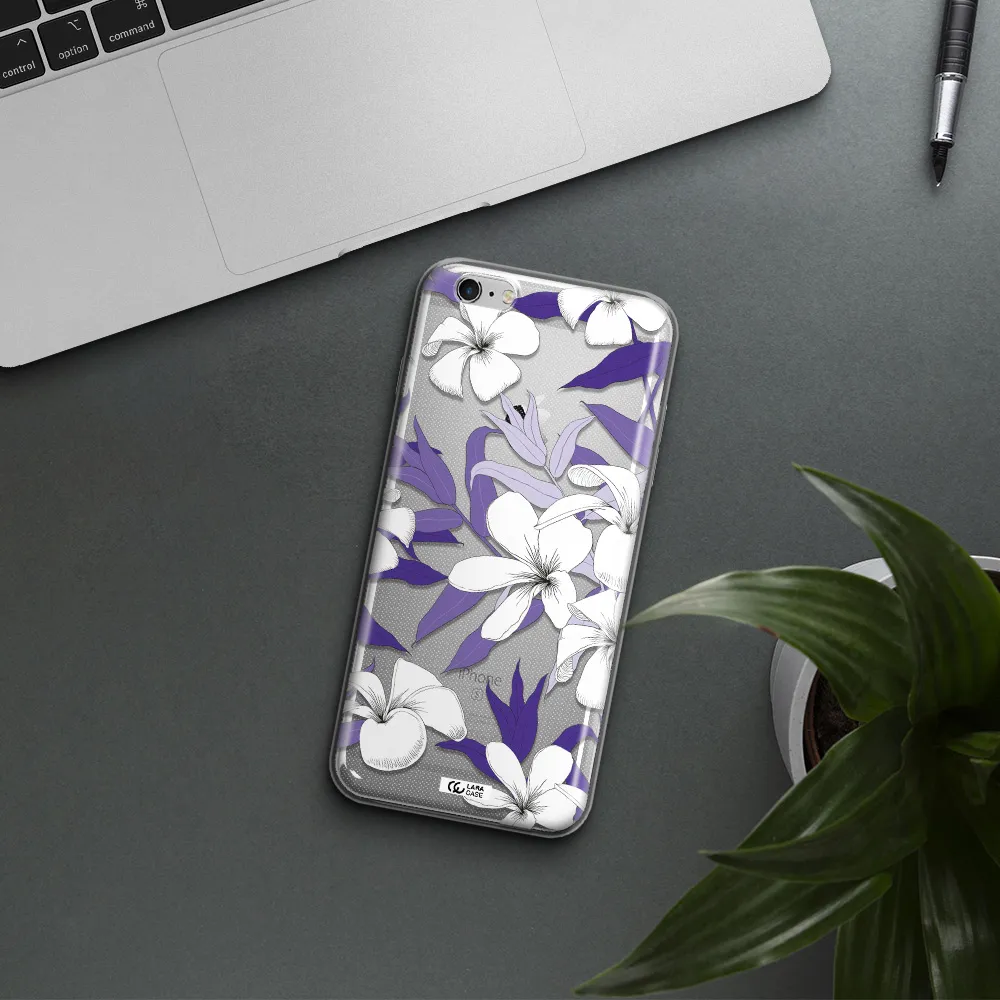 Purple Flower Apple iPhone 6 s plus Clear TPU Case
