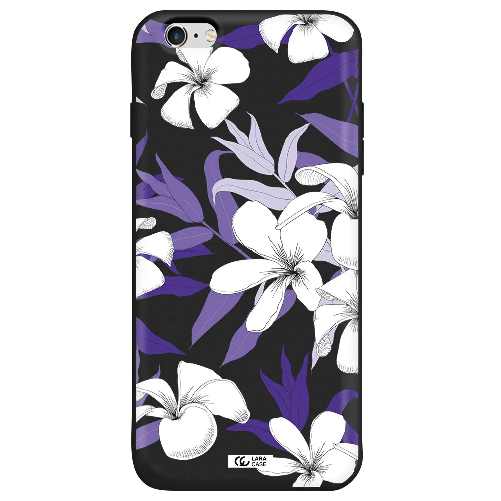 Purple Flower Apple iPhone 6 s plus Silicone black Case