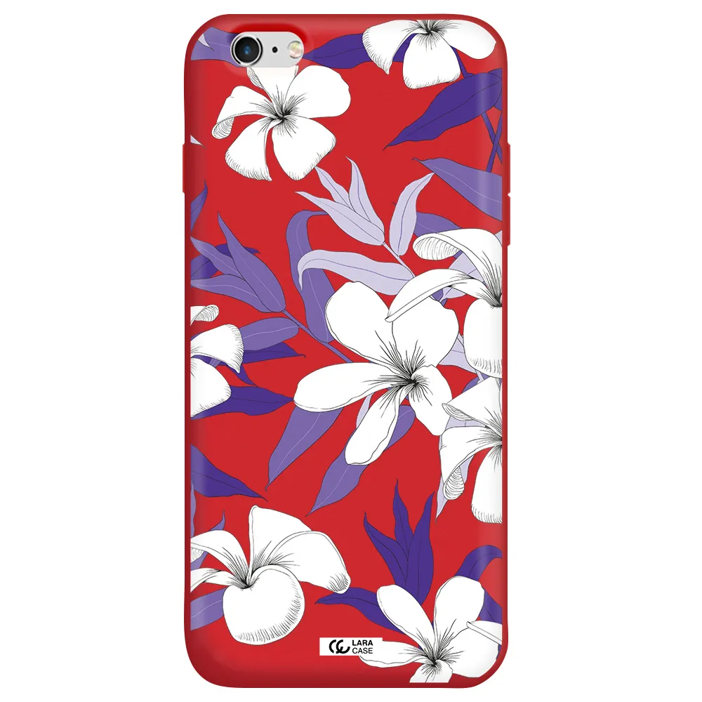 Purple Flower Apple iPhone 6 s plus Silicone Imperial Red Case