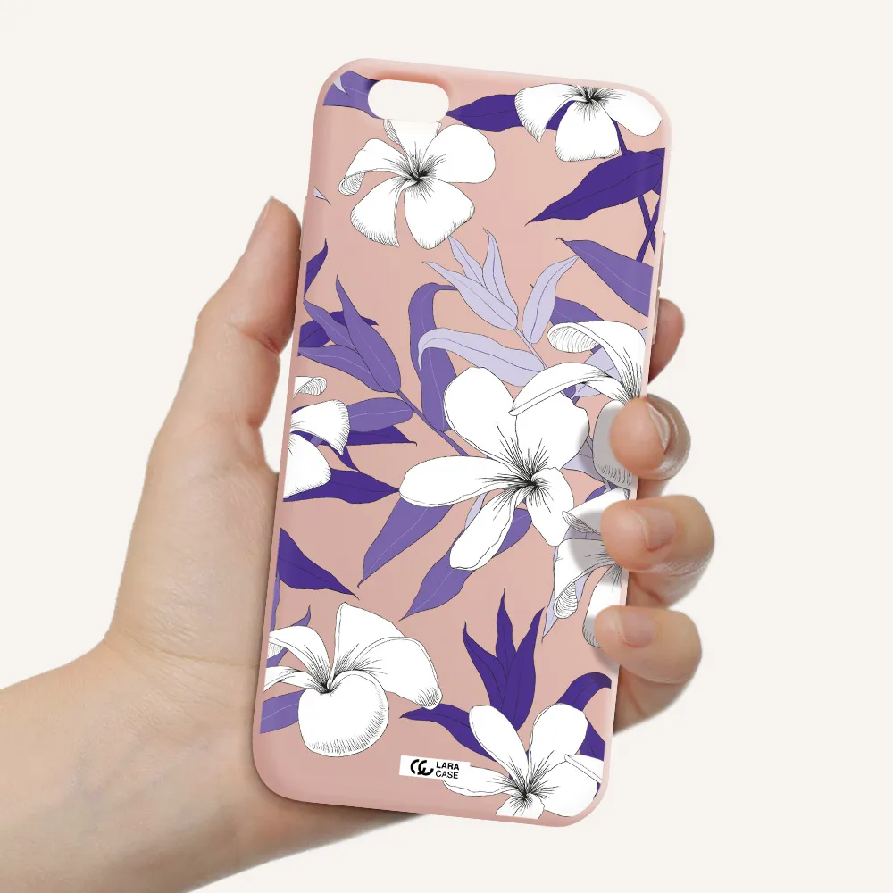 Purple Flower Apple iPhone 6 s plus Silicone pastel pink Case