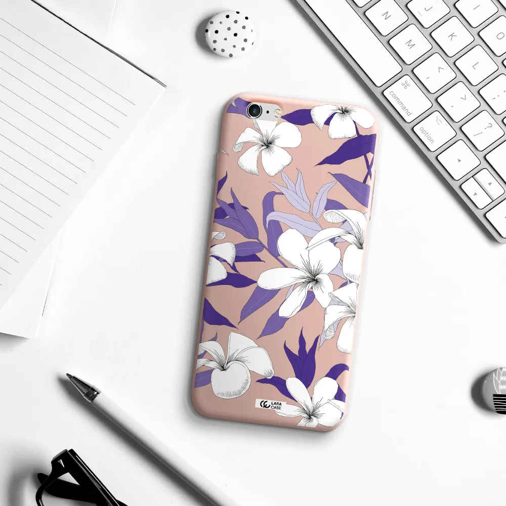 Purple Flower Apple iPhone 6 s plus Silicone pastel pink Case