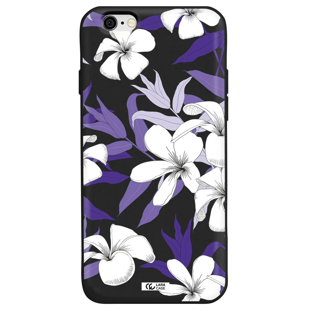 Purple Flower Apple iPhone 6 Silicone black Case