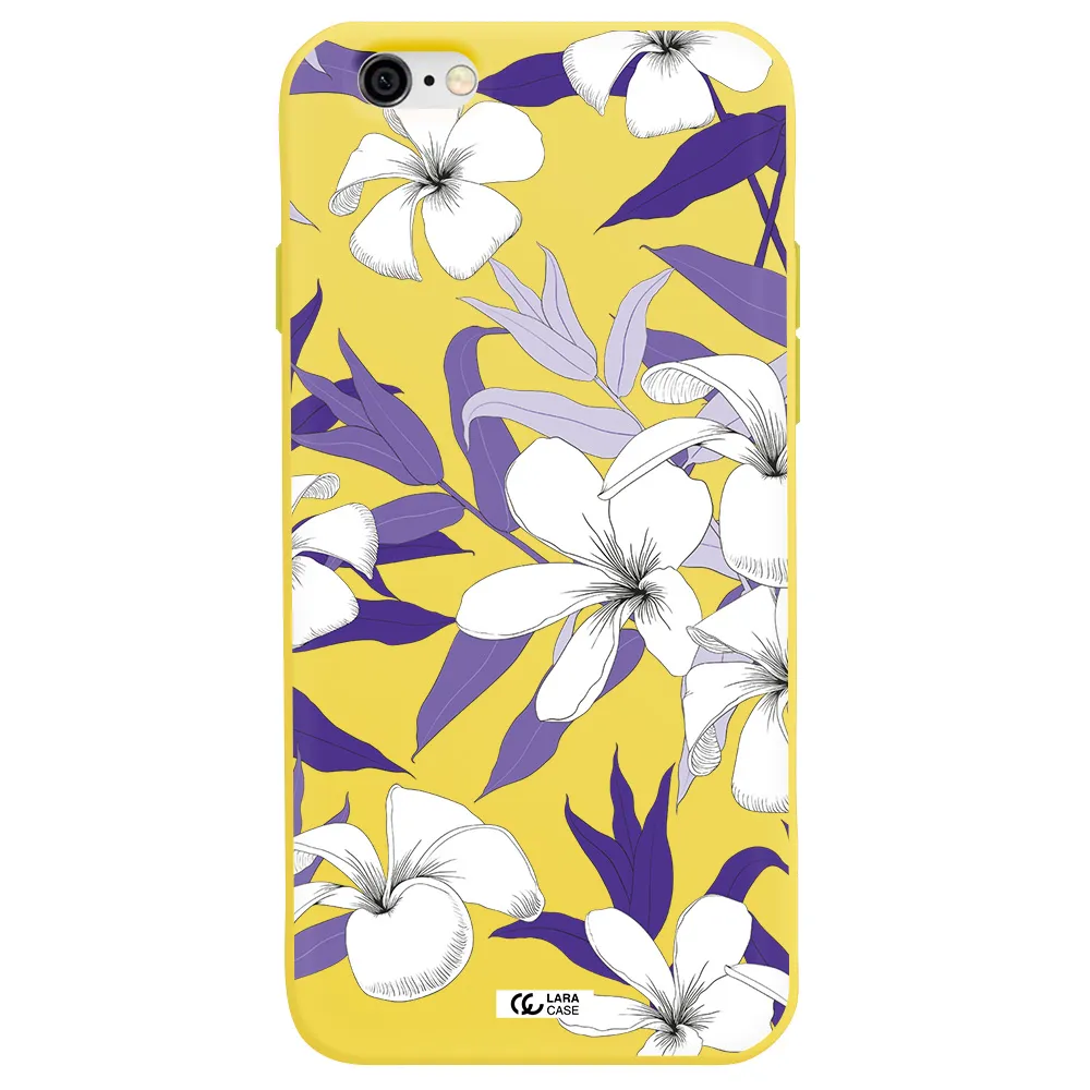 Purple Flower Apple iPhone 6 Silicone canary yellow Case