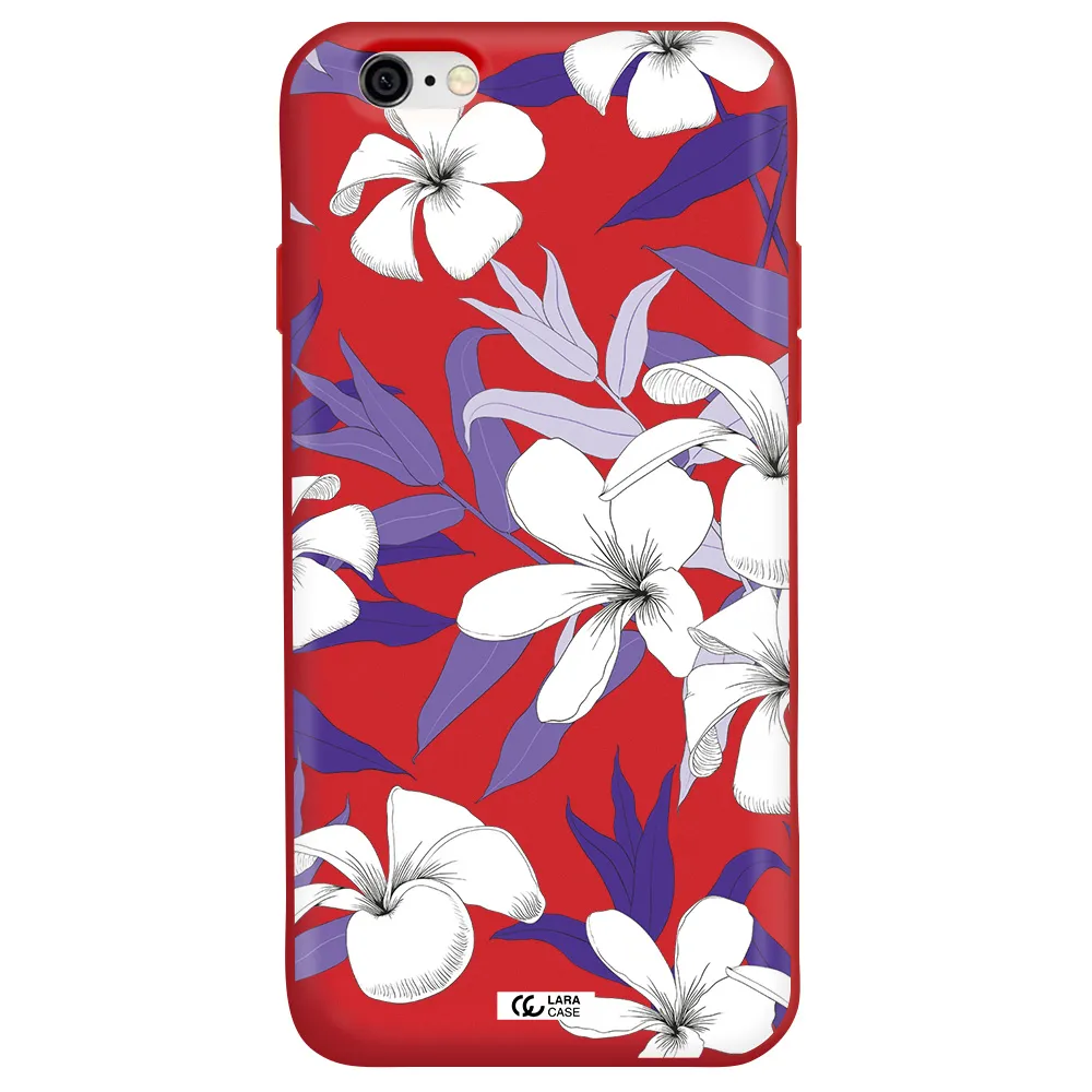 Purple Flower Apple iPhone 6 Silicone Imperial Red Case