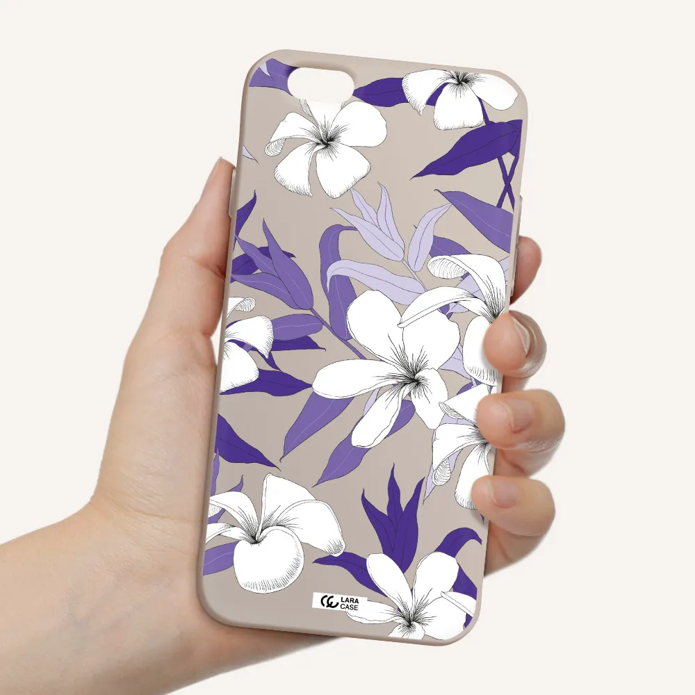 Purple Flower Apple iPhone 6 Silicone Stone Case