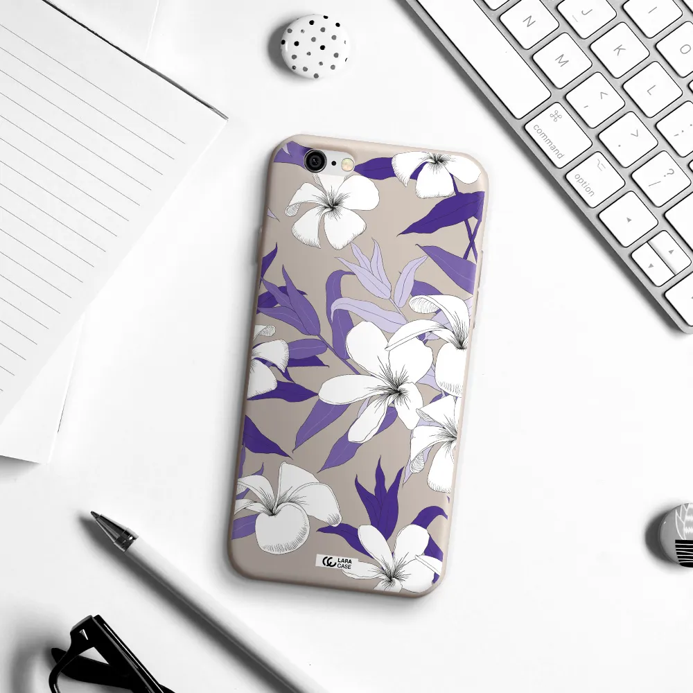 Purple Flower Apple iPhone 6 Silicone Stone Case