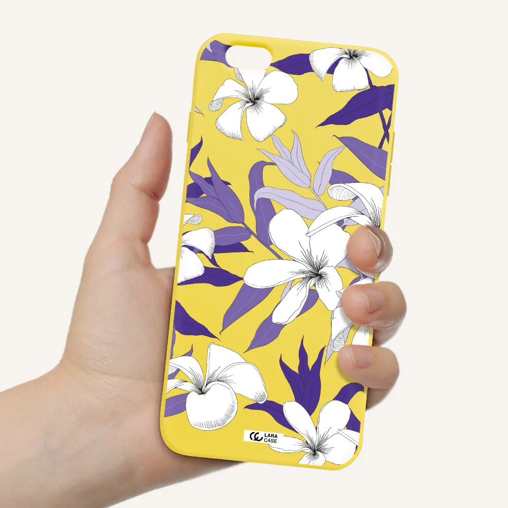 Purple Flower Apple iPhone 6S Silicone canary yellow Case