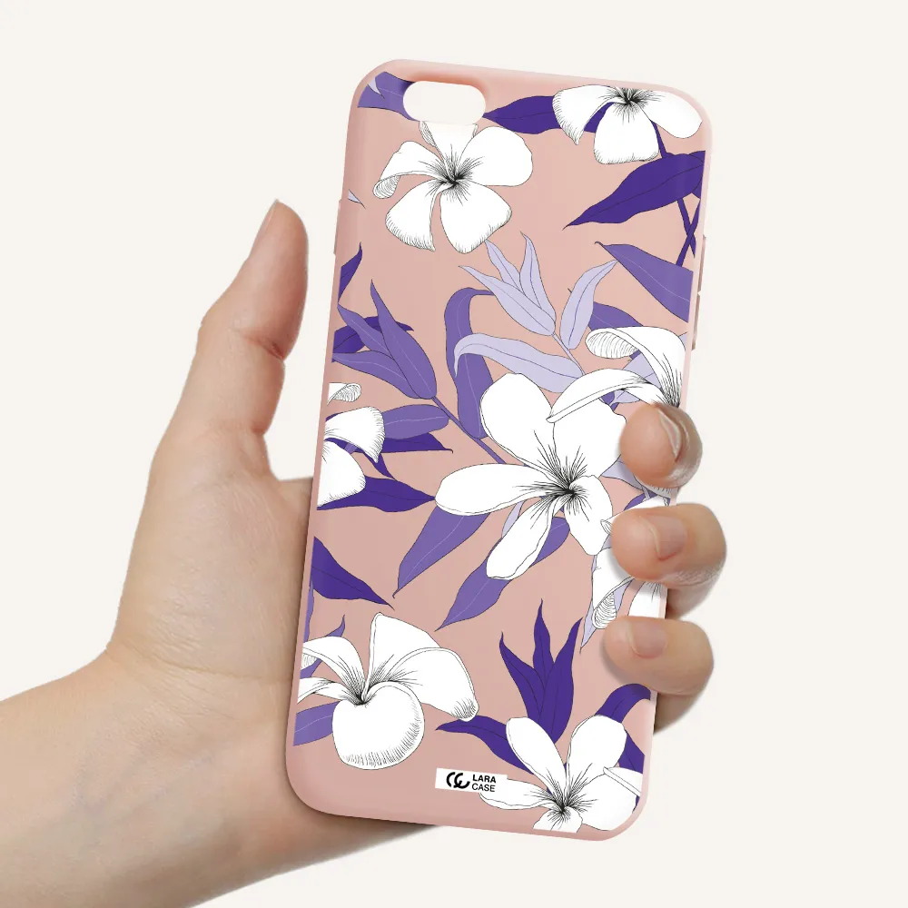 Purple Flower Apple iPhone 6S Silicone pastel pink Case