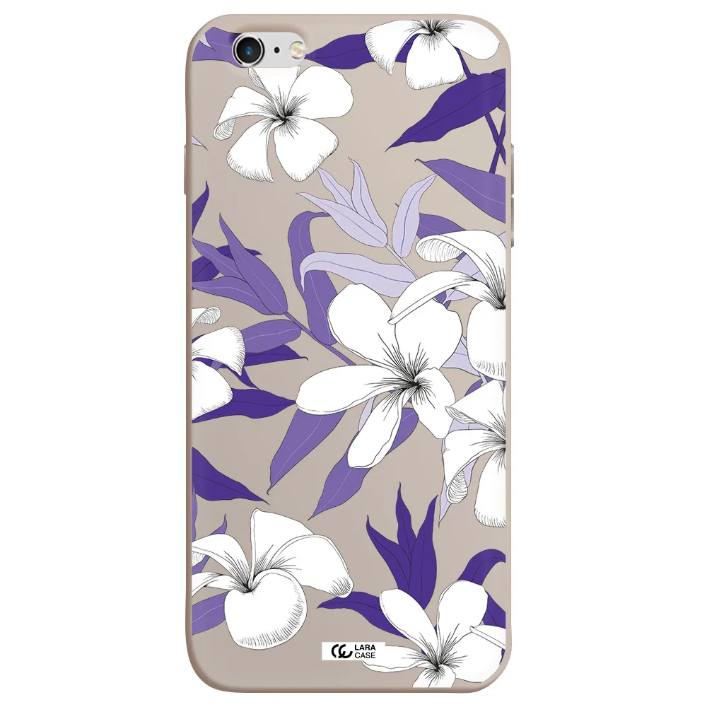 Purple Flower Apple iPhone 6S Silicone Stone Case