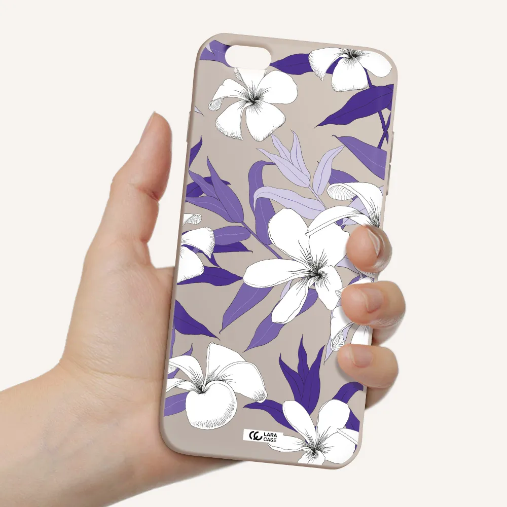 Purple Flower Apple iPhone 6S Silicone Stone Case