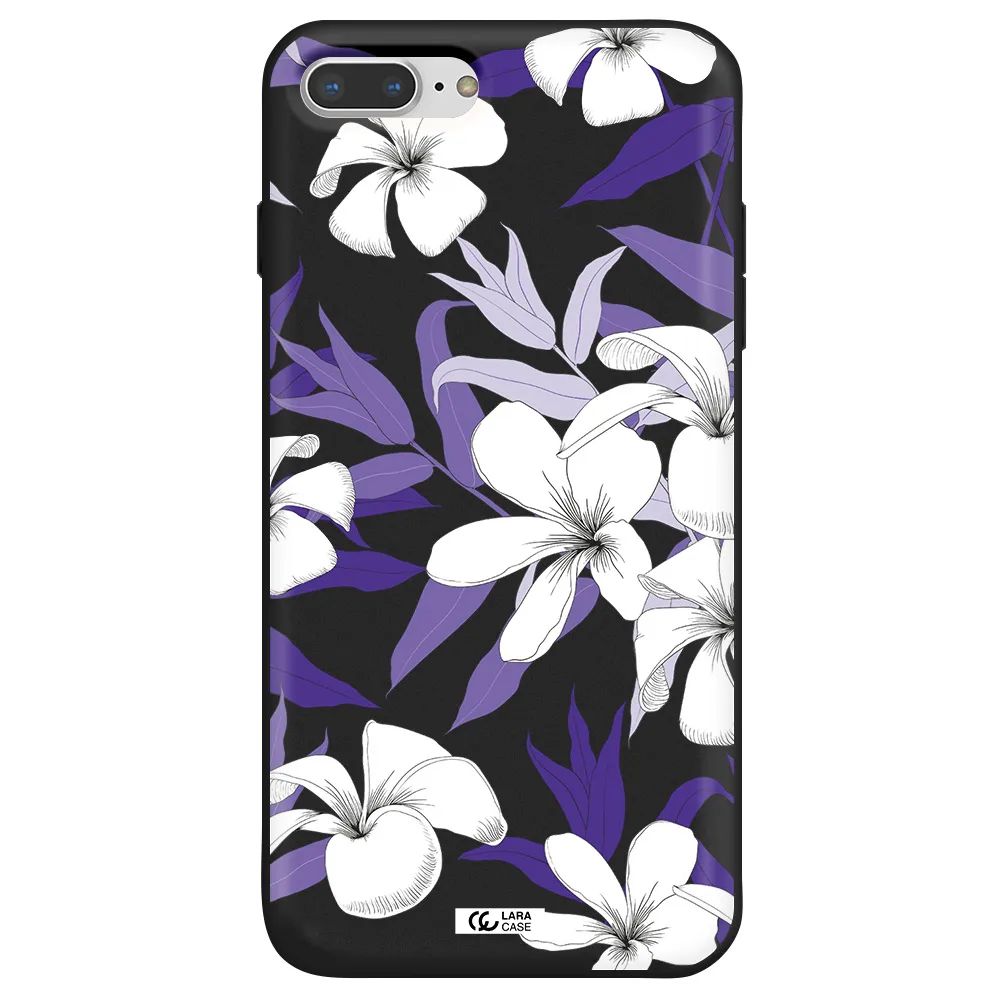 Purple Flower Apple iPhone 7 plus Silicone black Case