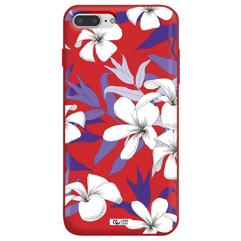 Purple Flower Apple iPhone 7 plus Silicone Imperial Red Case