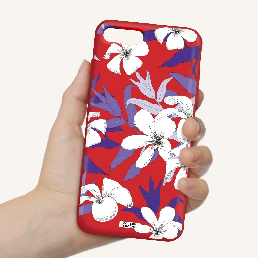 Purple Flower Apple iPhone 7 plus Silicone Imperial Red Case
