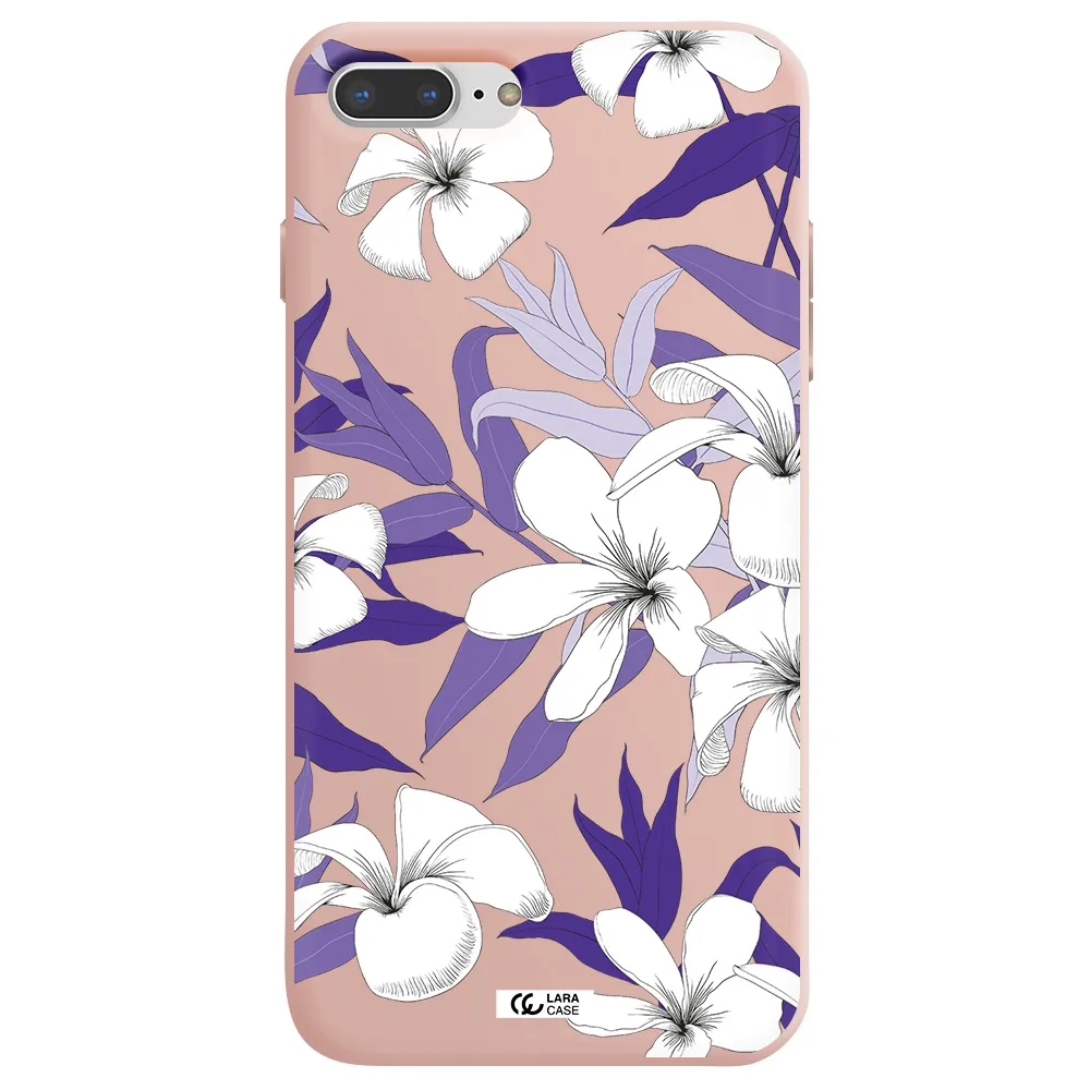 Purple Flower Apple iPhone 7 plus Silicone pastel pink Case