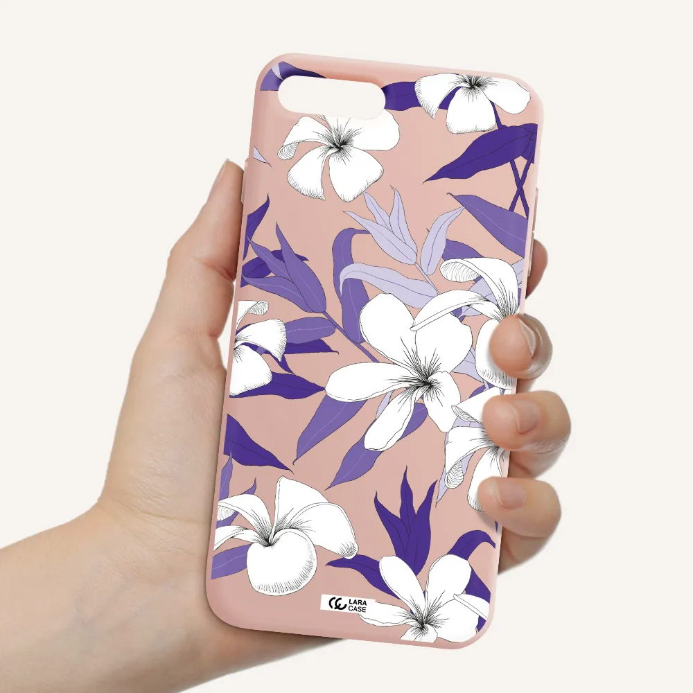Purple Flower Apple iPhone 7 plus Silicone pastel pink Case