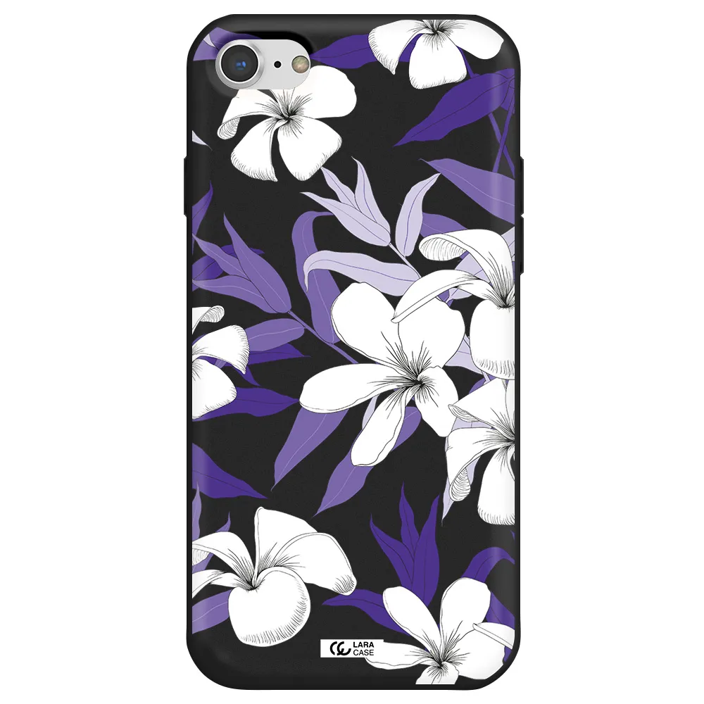 Purple Flower Apple iPhone 7 Silicone black Case