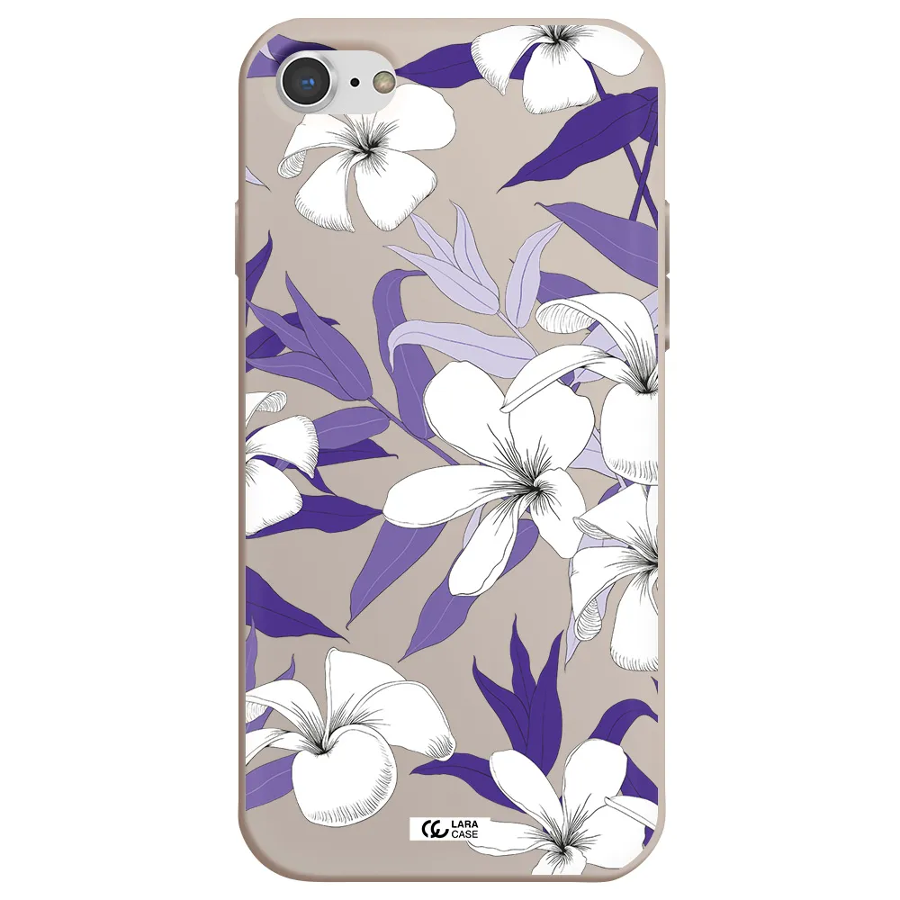 Purple Flower Apple iPhone 7 Silicone Stone Case