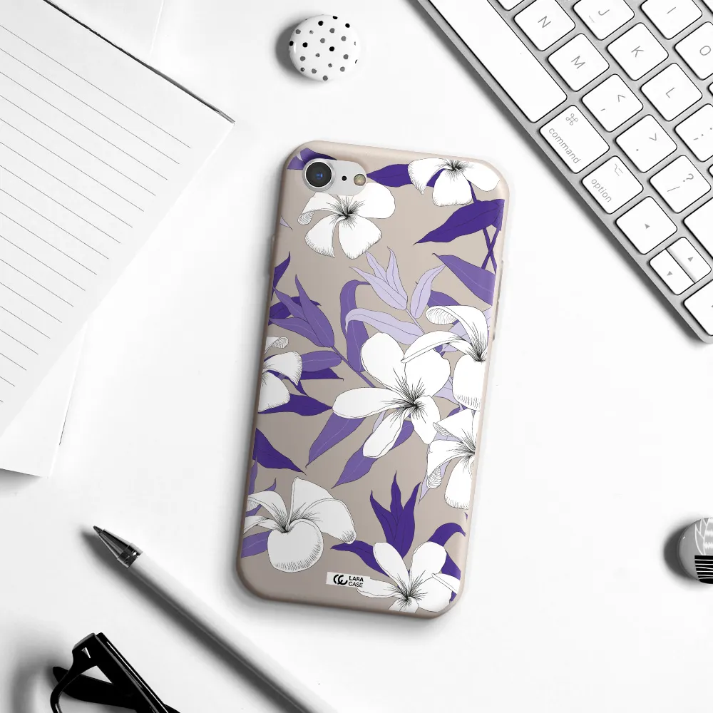 Purple Flower Apple iPhone 7 Silicone Stone Case