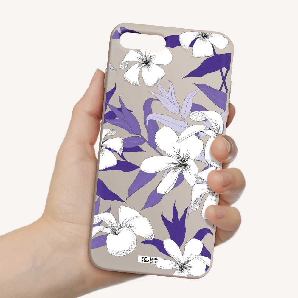 Purple Flower Apple iPhone 8 plus Silicone Stone Case