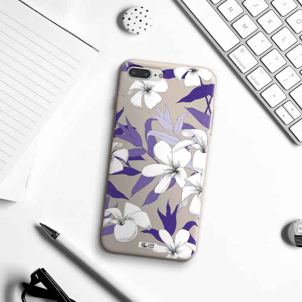 Purple Flower Apple iPhone 8 plus Silicone Stone Case