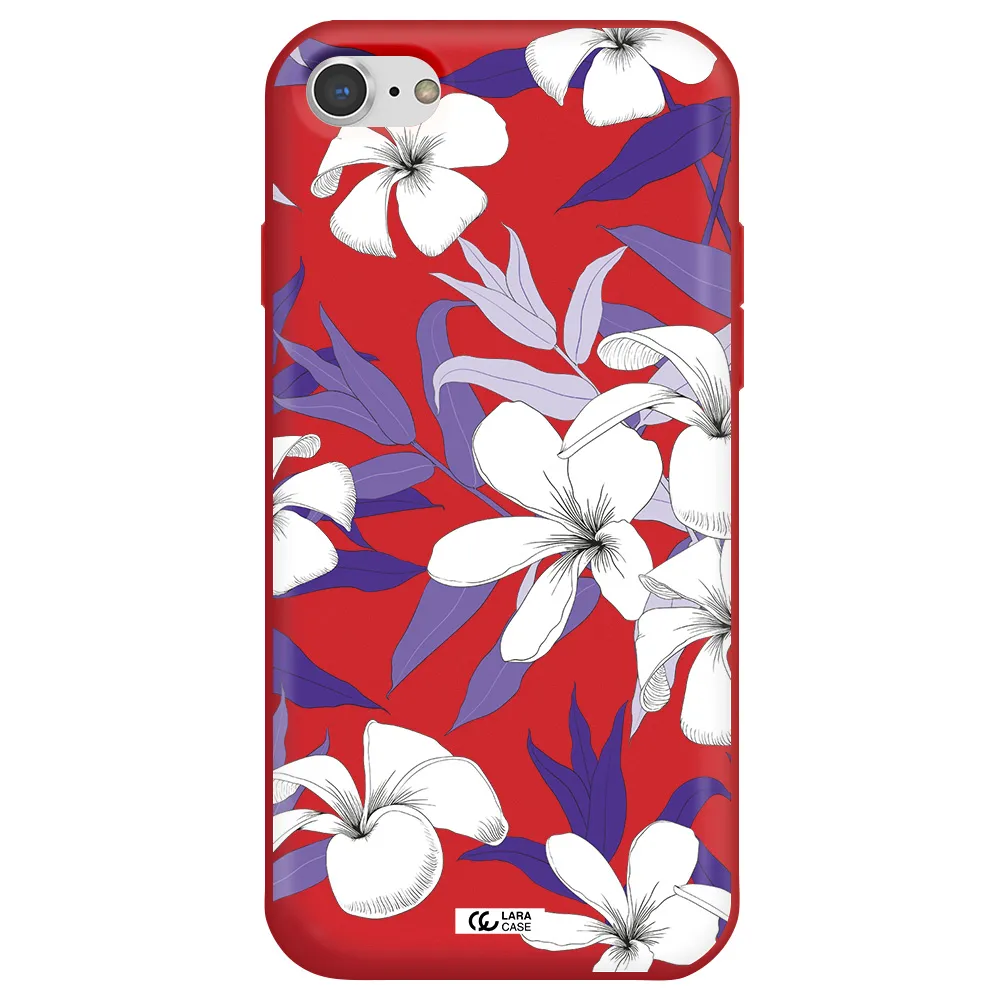 Purple Flower Apple iPhone 8 Silicone Imperial Red Case