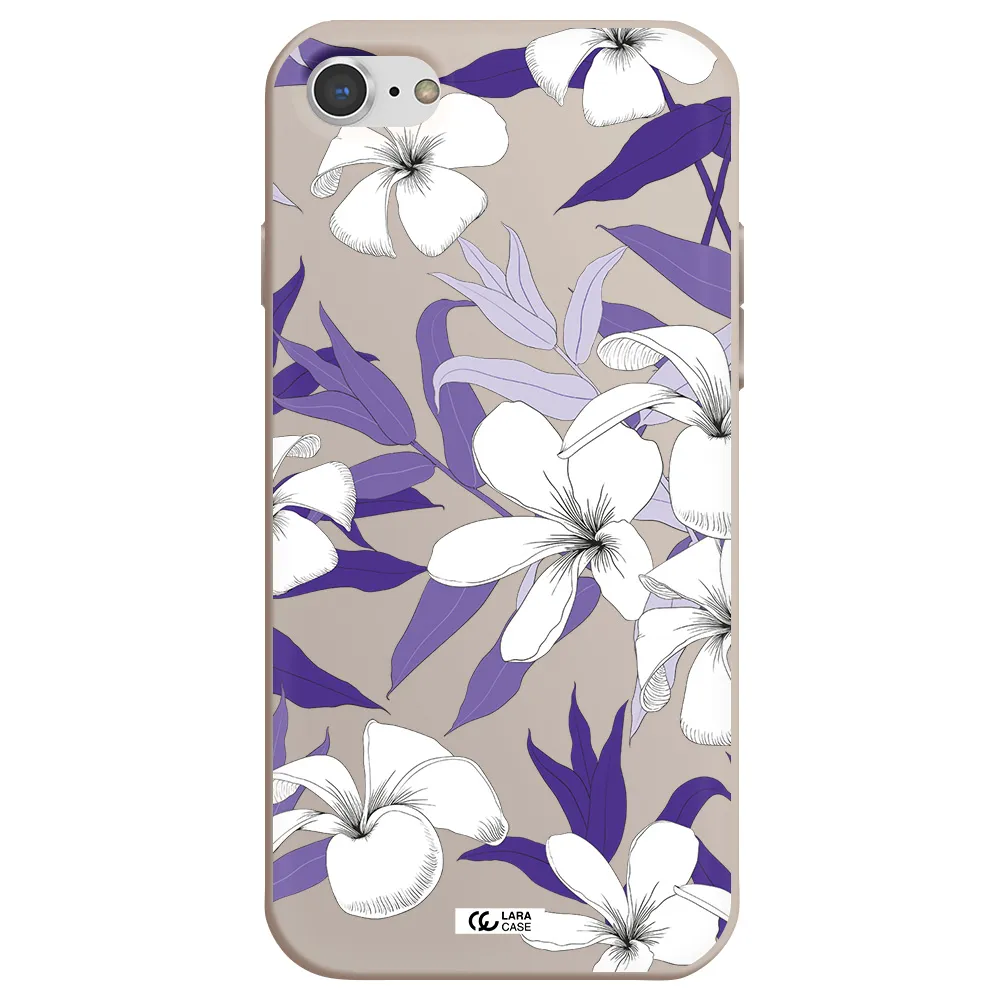 Purple Flower Apple iPhone 8 Silicone Stone Case