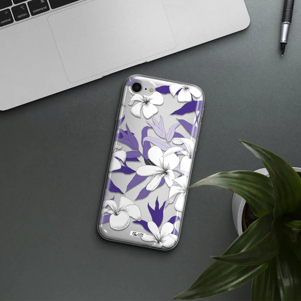 Purple Flower Apple Iphone Se 2020 Clear Tpu Case