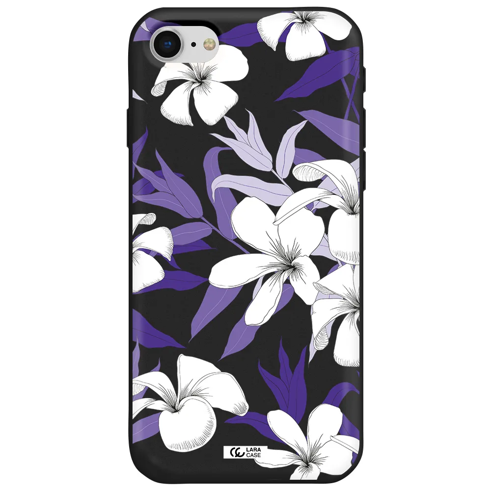 Purple Flower Apple iPhone se 2020 Silicone black Case