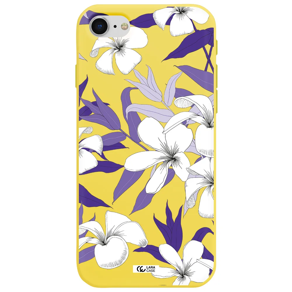 Purple Flower Apple iPhone se 2020 Silicone canary yellow Case