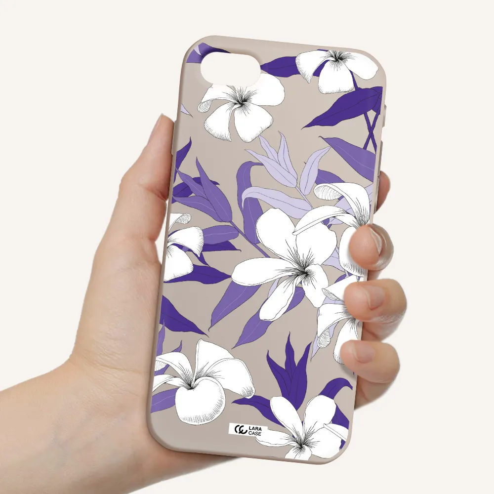 Purple Flower Apple iPhone se 2020 Silicone Stone Case