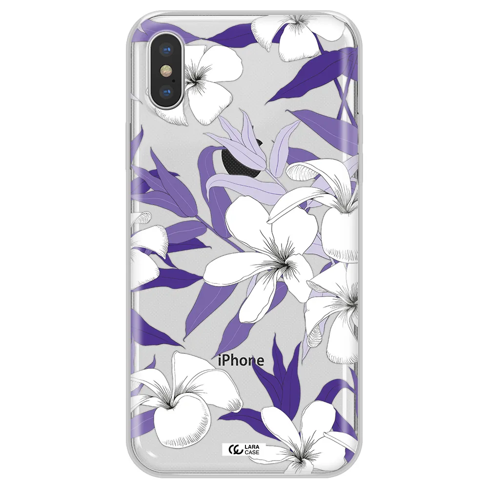 Purple Flower Apple iPhone X Clear TPU Case