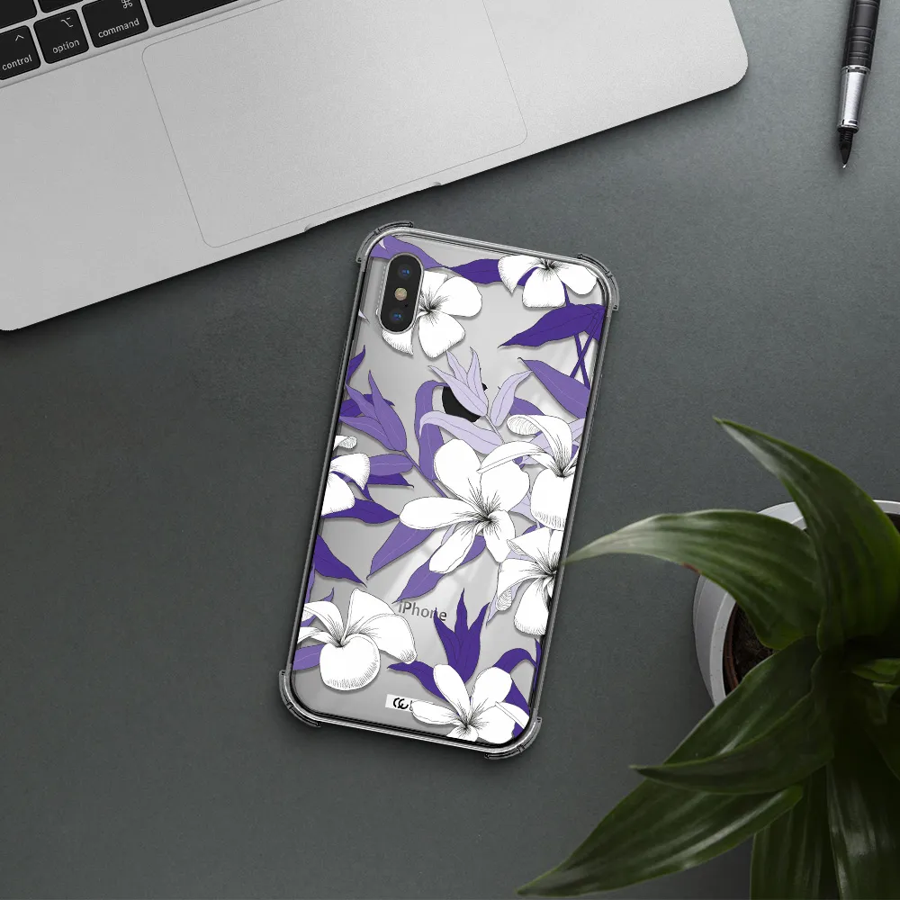 Purple Flower Apple iPhone XS Clear PC Case