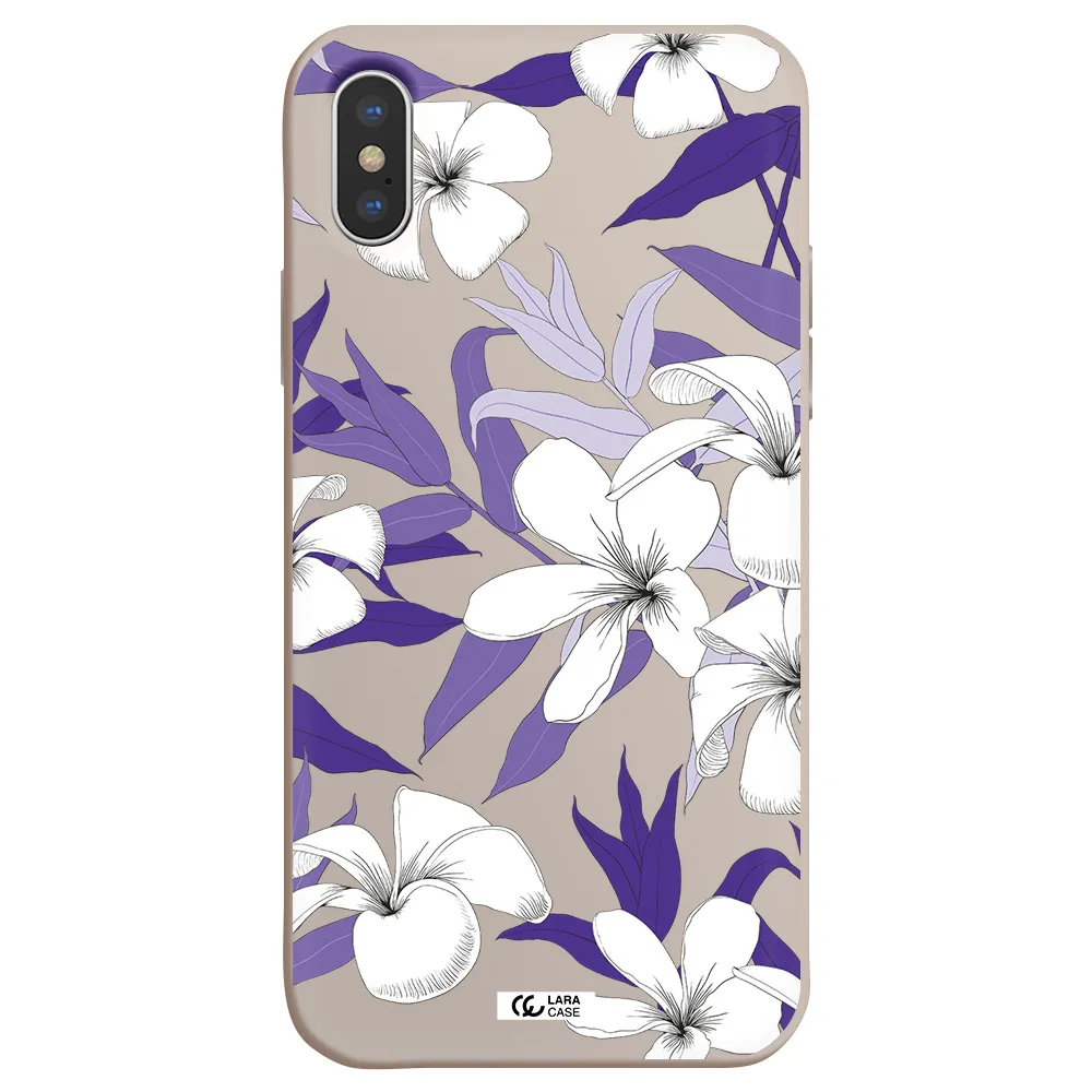 Purple Flower Apple iPhone XS Silicone Stone Case