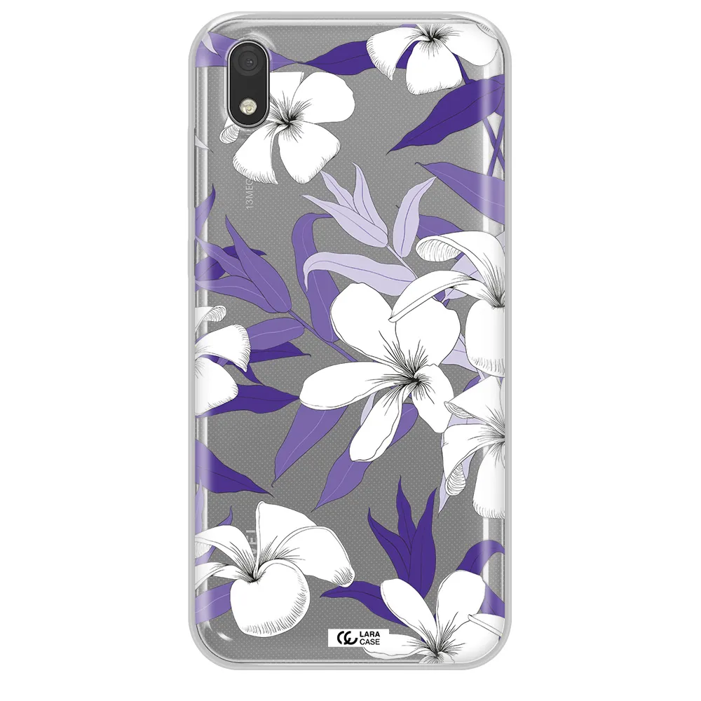 Purple Flower Huawei Honor 8S Clear TPU Case