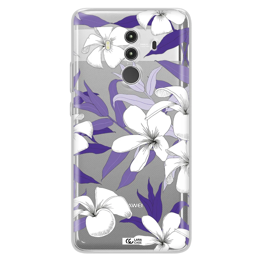 Purple Flower Huawei Mate 10 Clear TPU Case