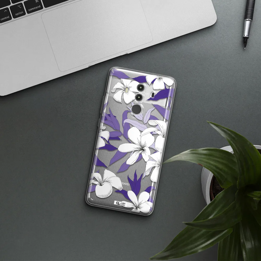 Purple Flower Huawei Mate 10 Clear TPU Case