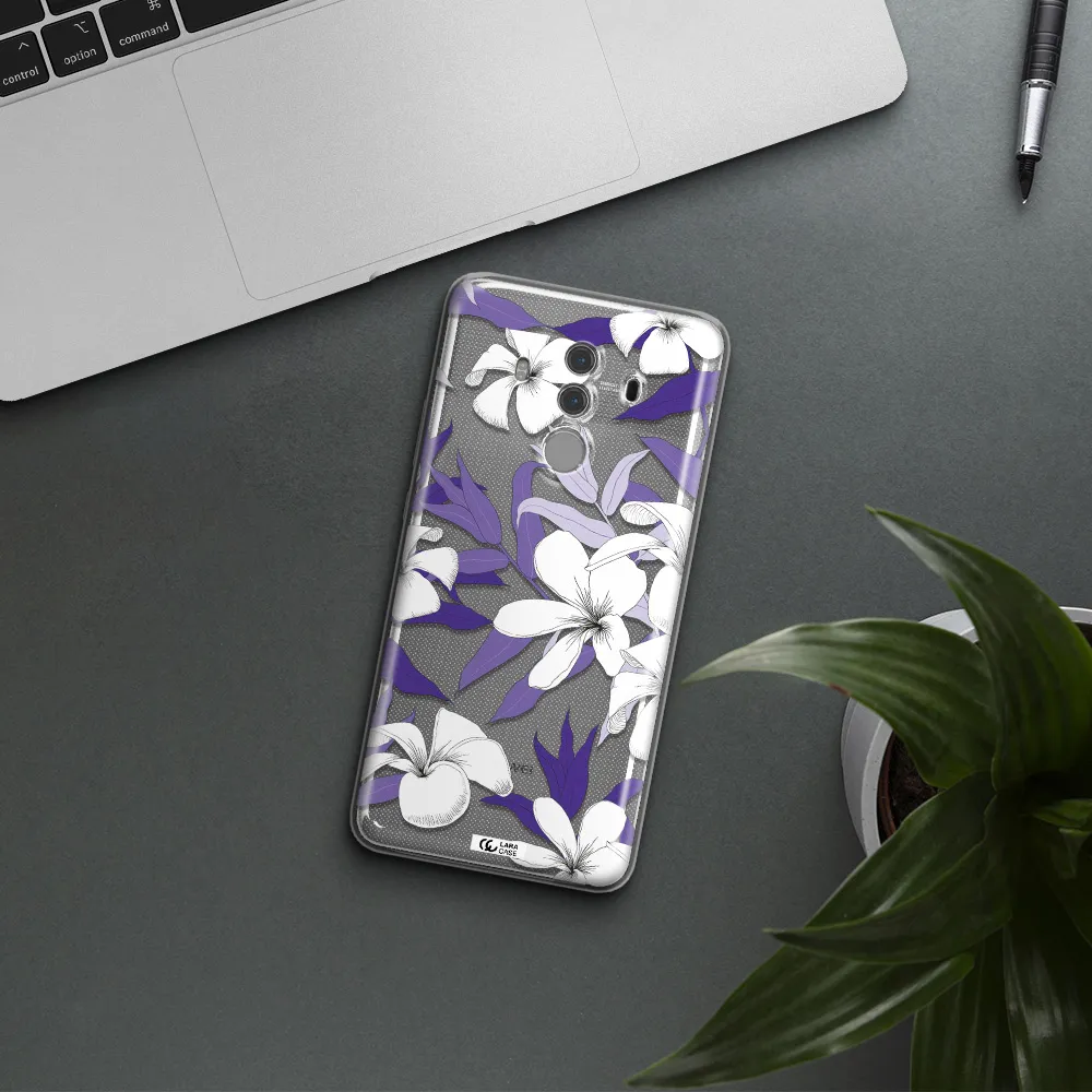 Purple Flower Huawei Mate 10 Pro Clear TPU Case