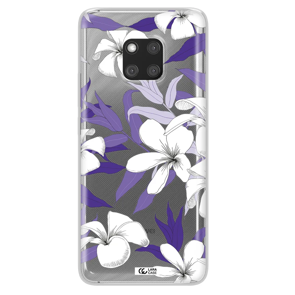 Purple Flower Huawei Mate 20 Pro Clear TPU Case