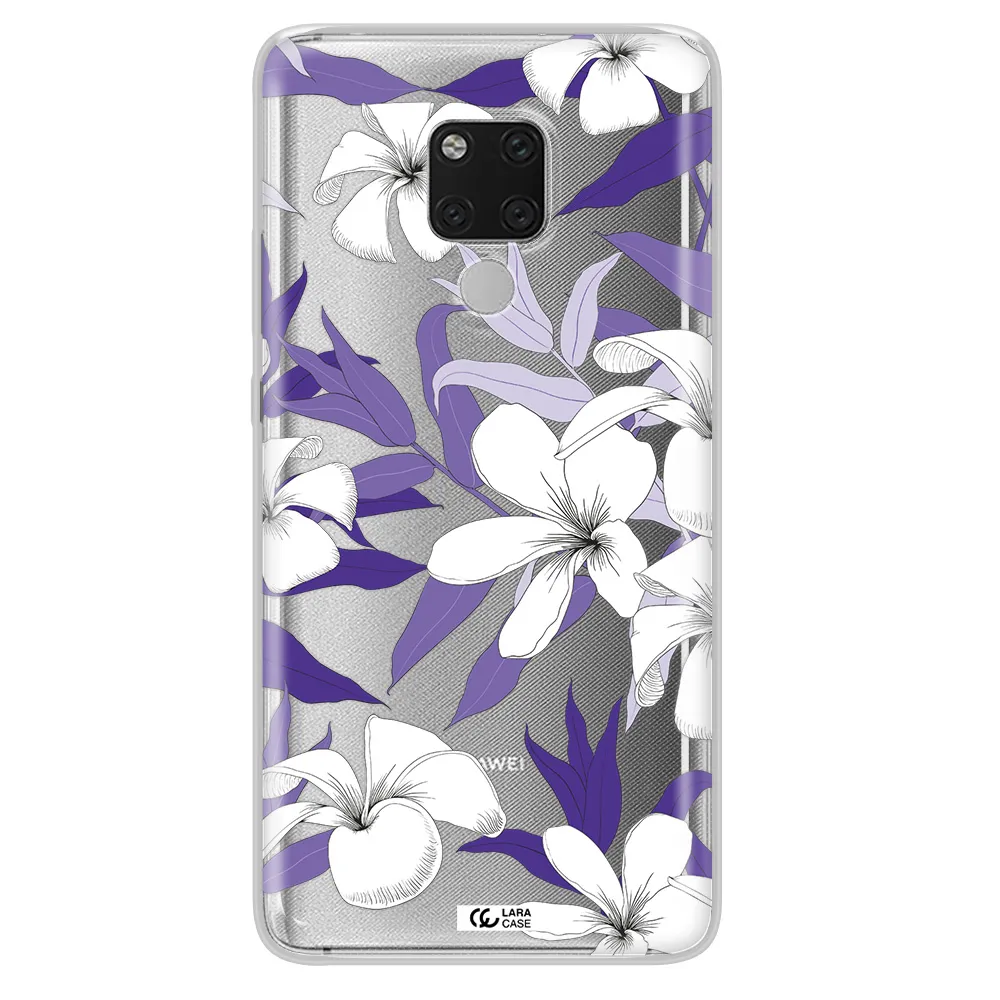 Purple Flower Huawei Mate 20X Clear TPU Case